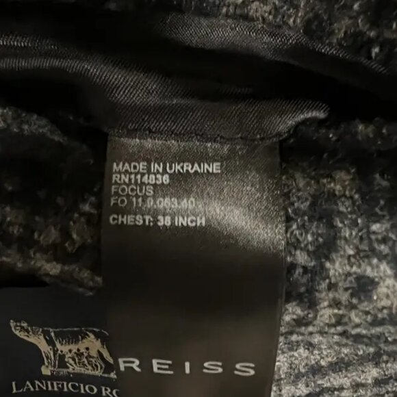 Reiss Charcoal Check Blazer 38 Focus - Picture 5 of 9